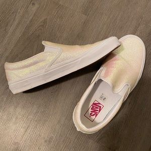 White sparkle vans women’s size 10